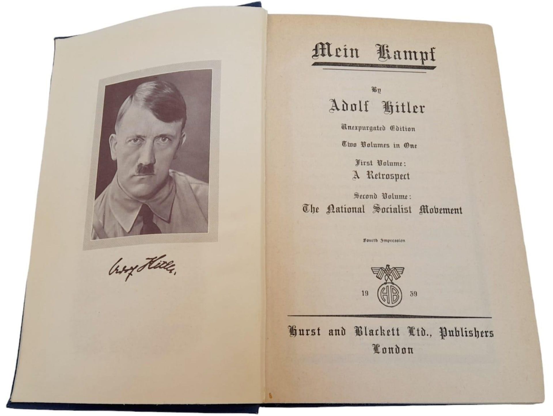 Hard Back ‘Adolf Hitler Mein Kampf’ Book. This is the English unexpurgated Edition Two Volumes in - Image 2 of 5