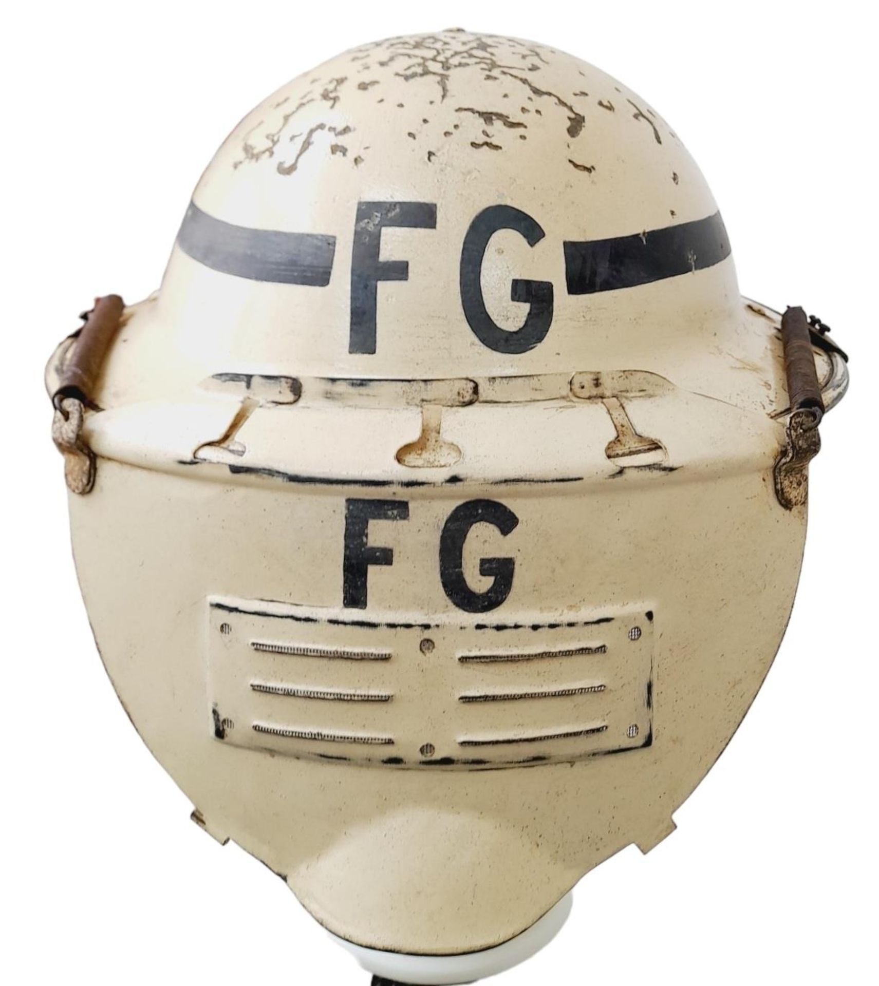WW2 British Home Front Head Fire Guard’s Helmet and Visor. - Bild 2 aus 7