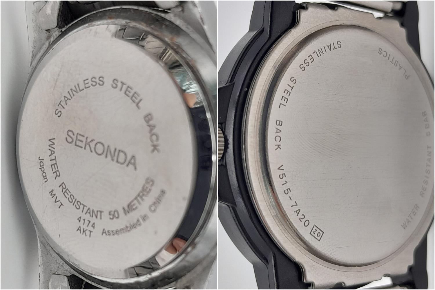 A Sekonda and Lorus Sports Quartz Watch. 37 and 28mm cases. Both in working order. - Image 6 of 6