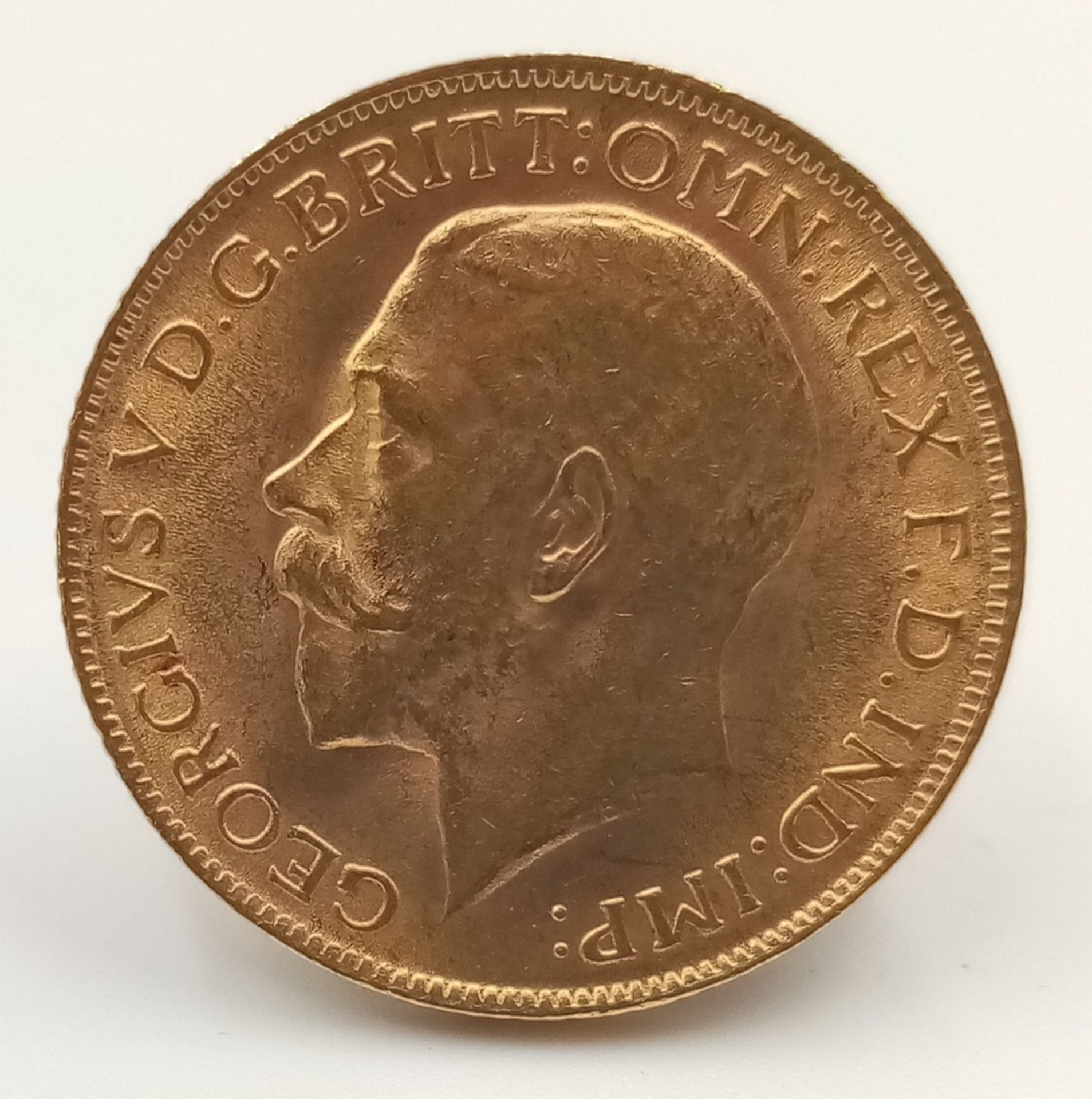 A 22 K yellow gold, King George V, 1913, full weight: (8 g), in good condition but please see photos - Bild 2 aus 3