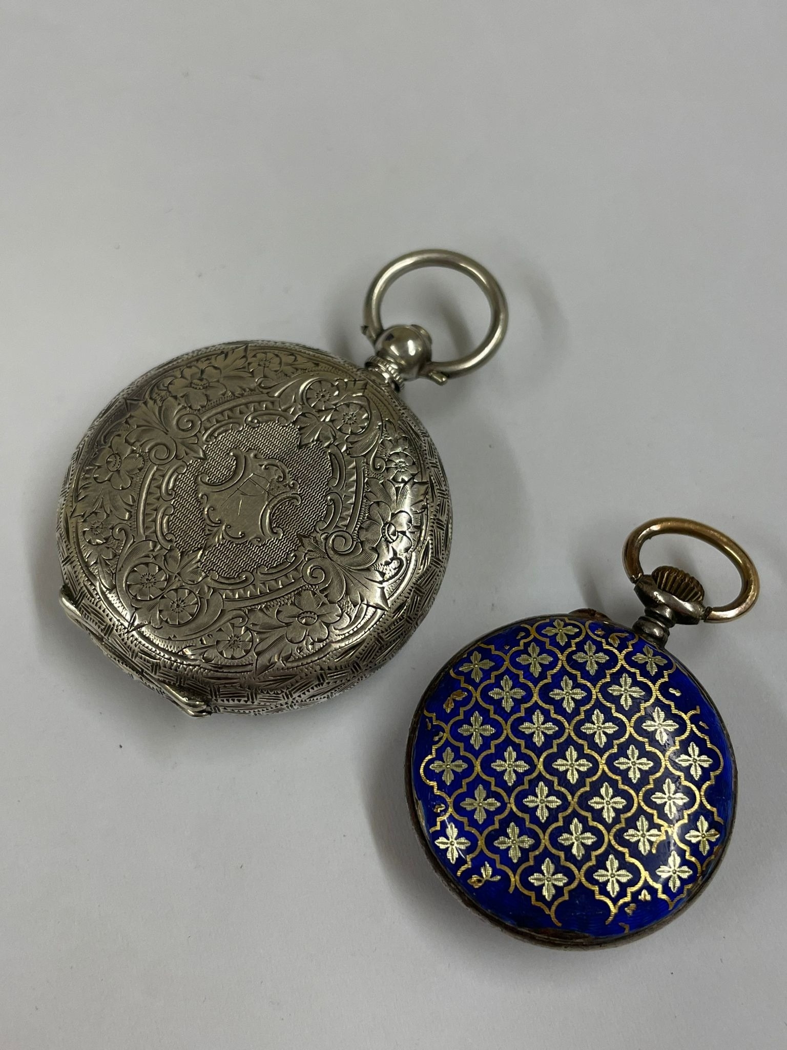 An Antique ladies silver and Enamel pocket watches as found . - Image 3 of 3