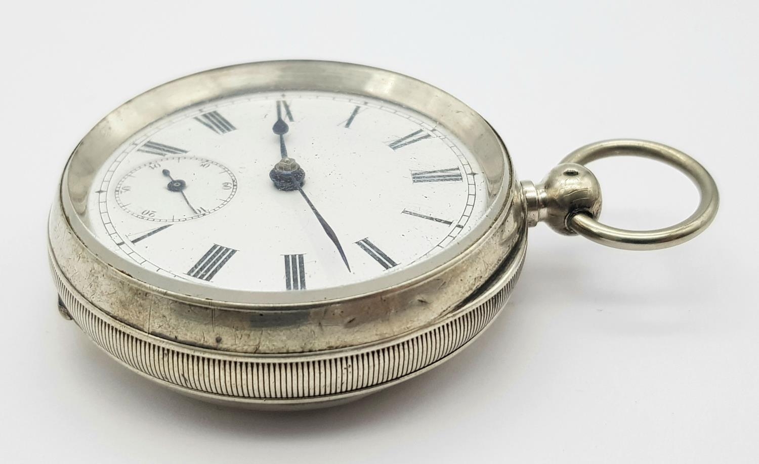 A Vintage 935 Silver Pocket Watch. As found. 5.5cm diameter. 106g total weight. - Image 2 of 6