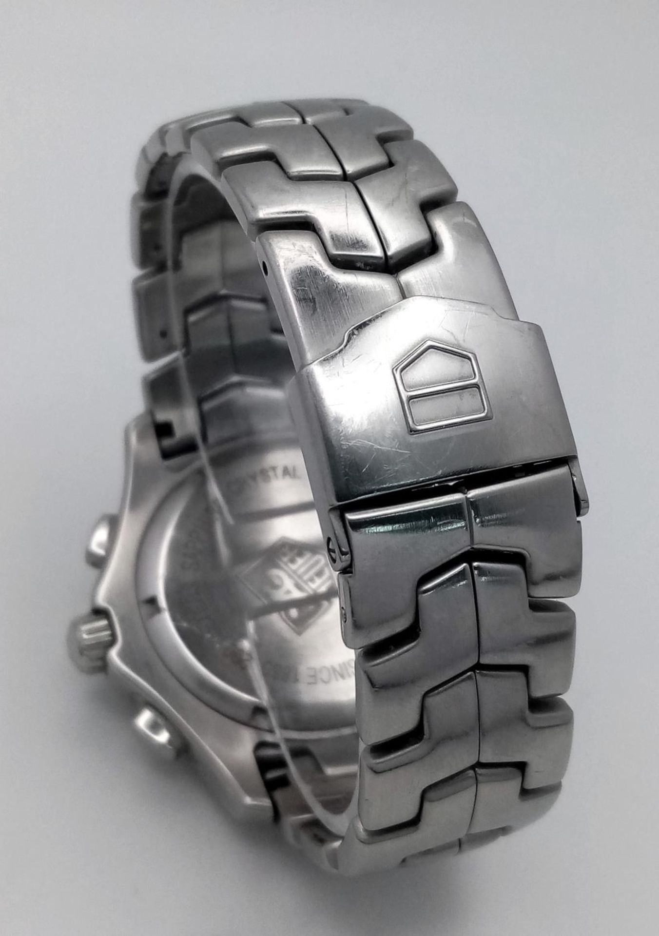 A Tag Heuer Link Quartz Chronograph Gents Watch. Stainless steel bracelet and case - 42mm. Black - Bild 6 aus 8