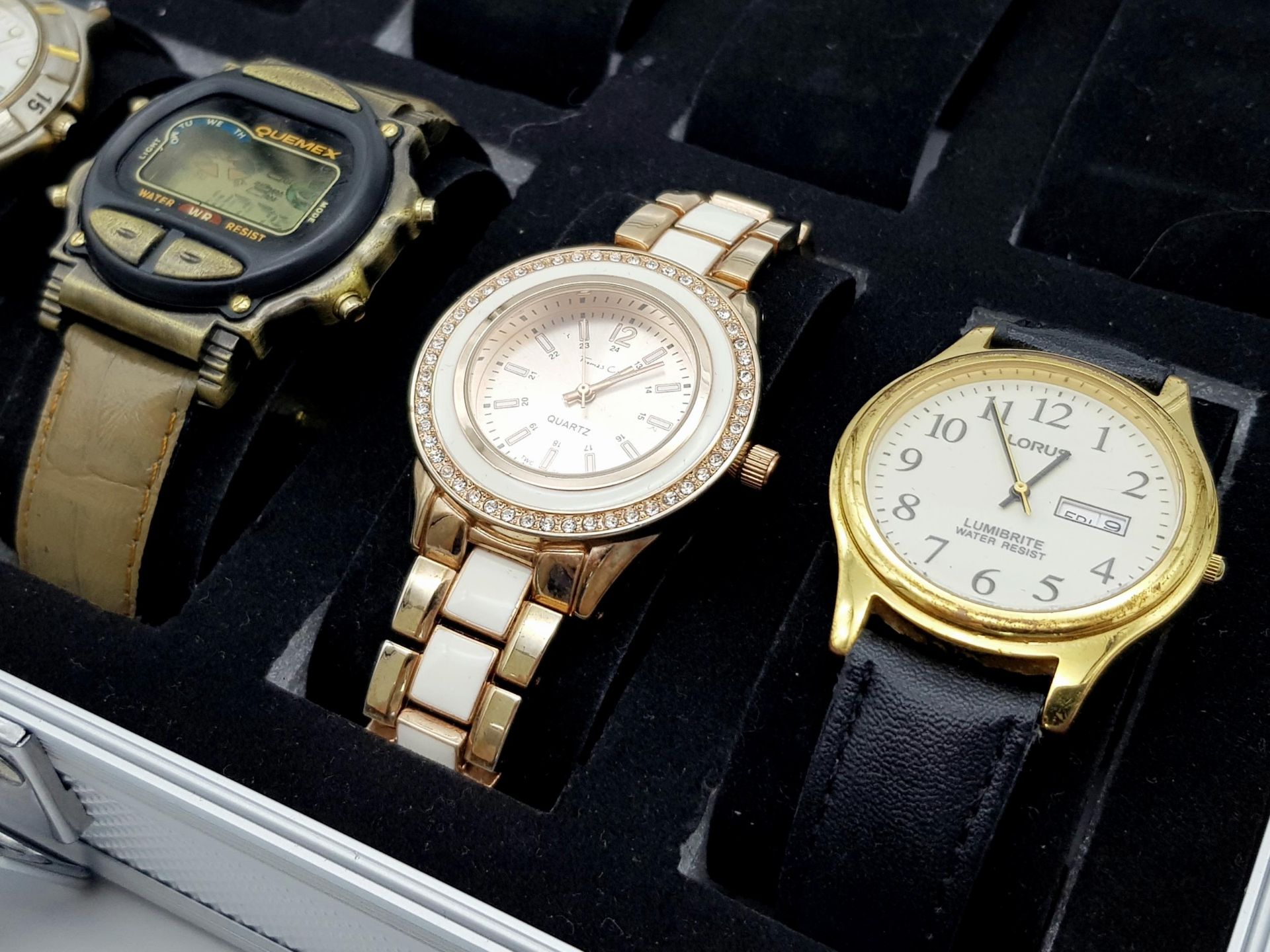 A Parcel of Five Vintage and Later Quartz Watches in Aluminium 10 Watch Travel Case; Comprising; - Image 2 of 6