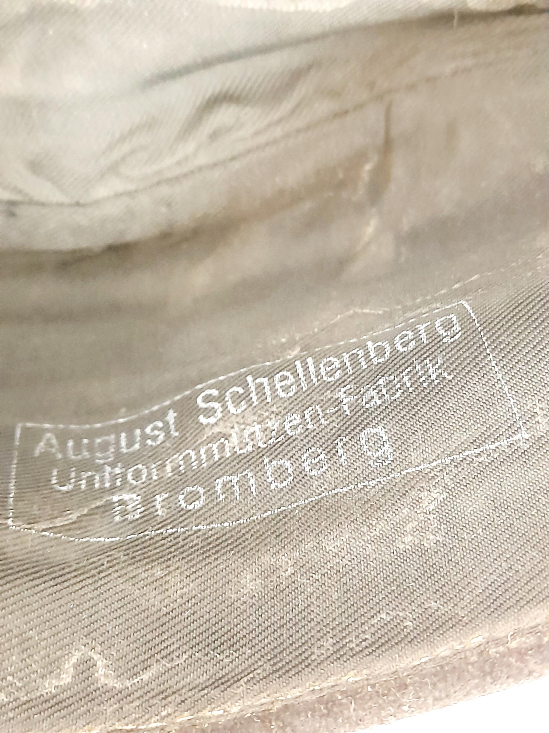 WW2 German Panzer Crew (pink soutache) Overseas Side Cap. Makers stamped “August Schellenberg” - Image 7 of 7