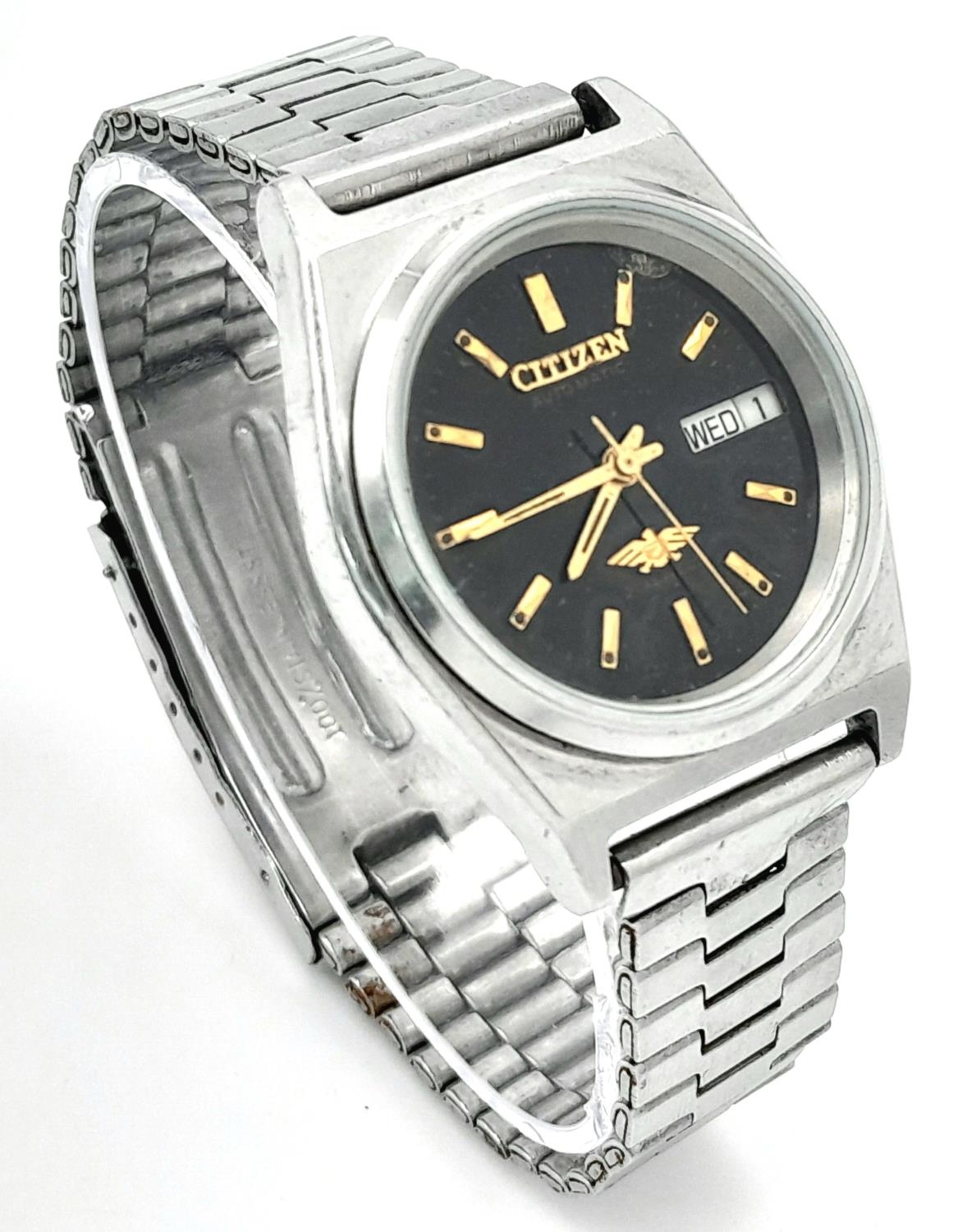 A Vintage Citizen Automatic Gents Watch. Stainless steel bracelet and case - 33mm. - Image 3 of 6