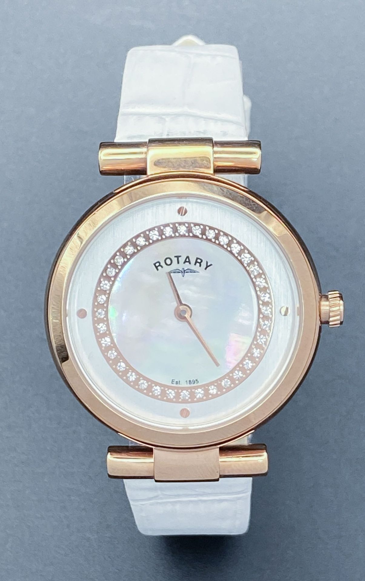 An Ex Display Ladies Rose Gold-Toned, Clear Stone Set Watch by Rotary. New Battery Fitted April - Bild 2 aus 6