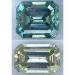 A Collection of 2 Moissanites 3.760ct and 4.220ct - emerald cuts. Both in sealed containers with GLI