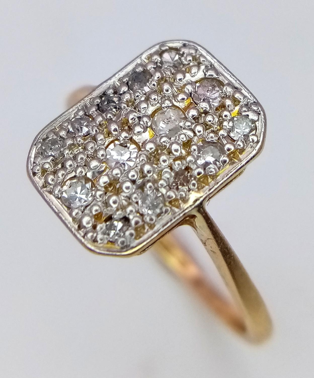 AN 18K YELLOW GOLD & PLATINUM VINTAGE DIAMOND RING. 0.20ctw, size J, 2.6g total weight. Ref: SC 9035 - Image 3 of 5