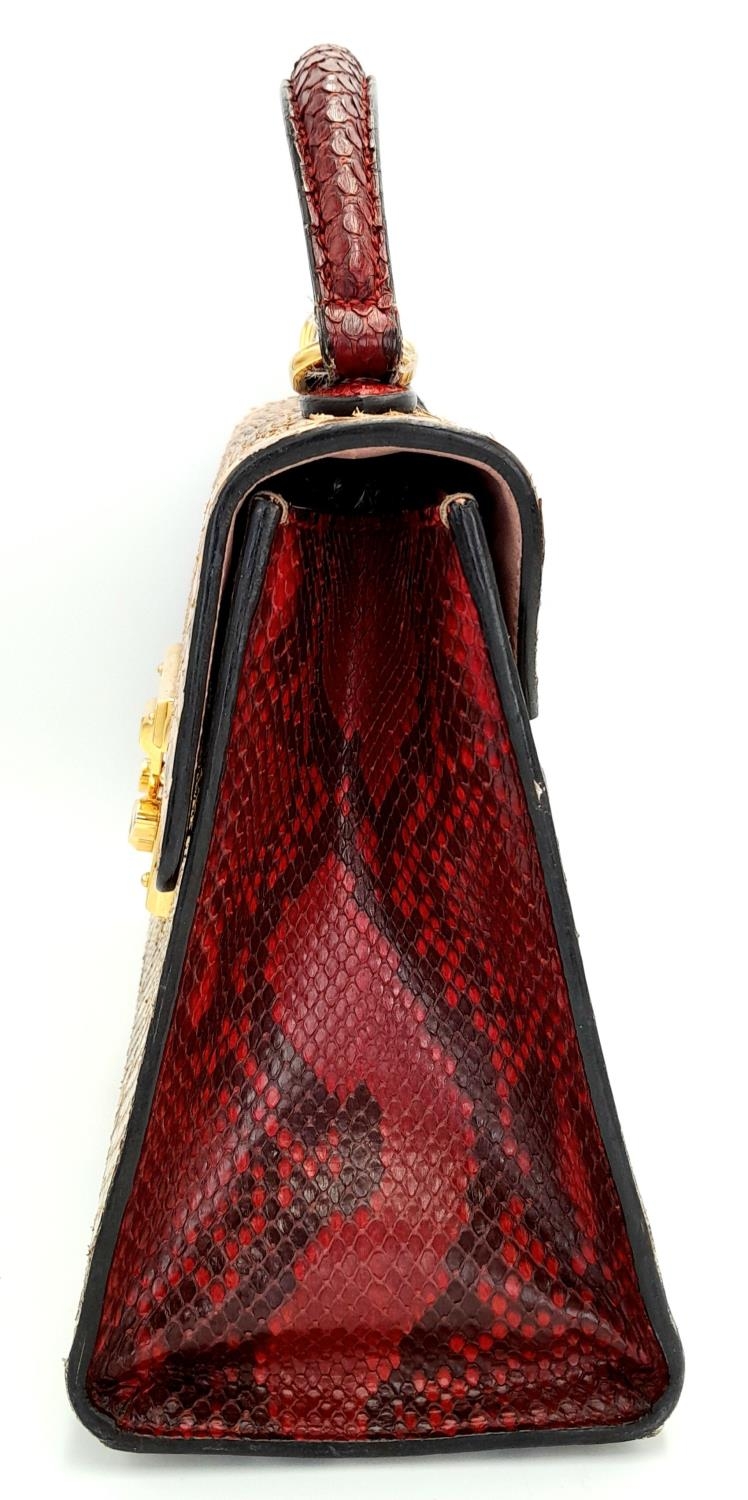 A Gucci Multi-Colour Python Padlock Bag. Python skin and leather exterior with gold-toned - Image 5 of 16