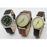 Three Unworn Russian Design Military Homage Watches Comprising: 1) A1980’s Design Russian Aviator (