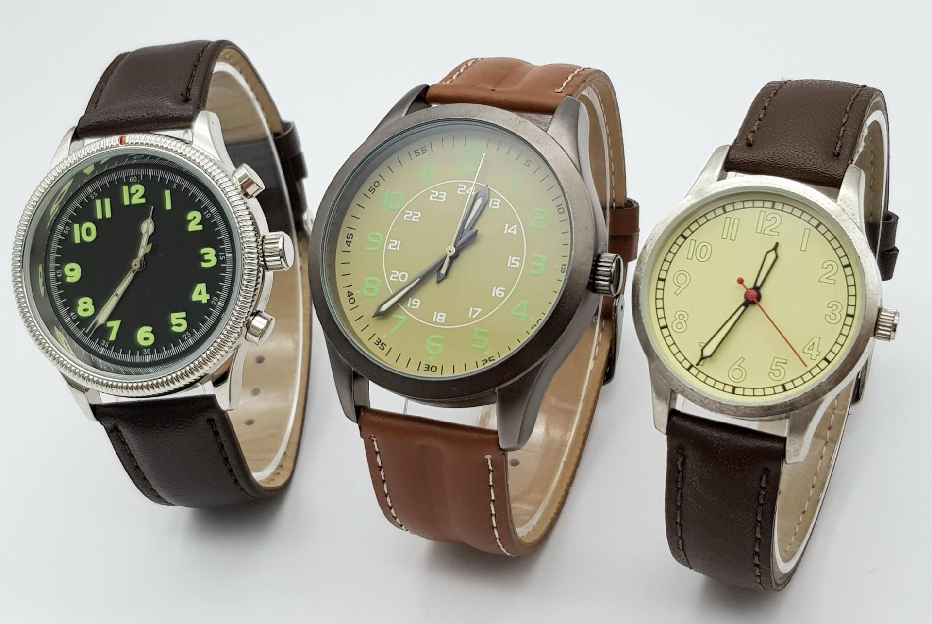 Three Unworn Russian Design Military Homage Watches Comprising: 1) A1980’s Design Russian Aviator (