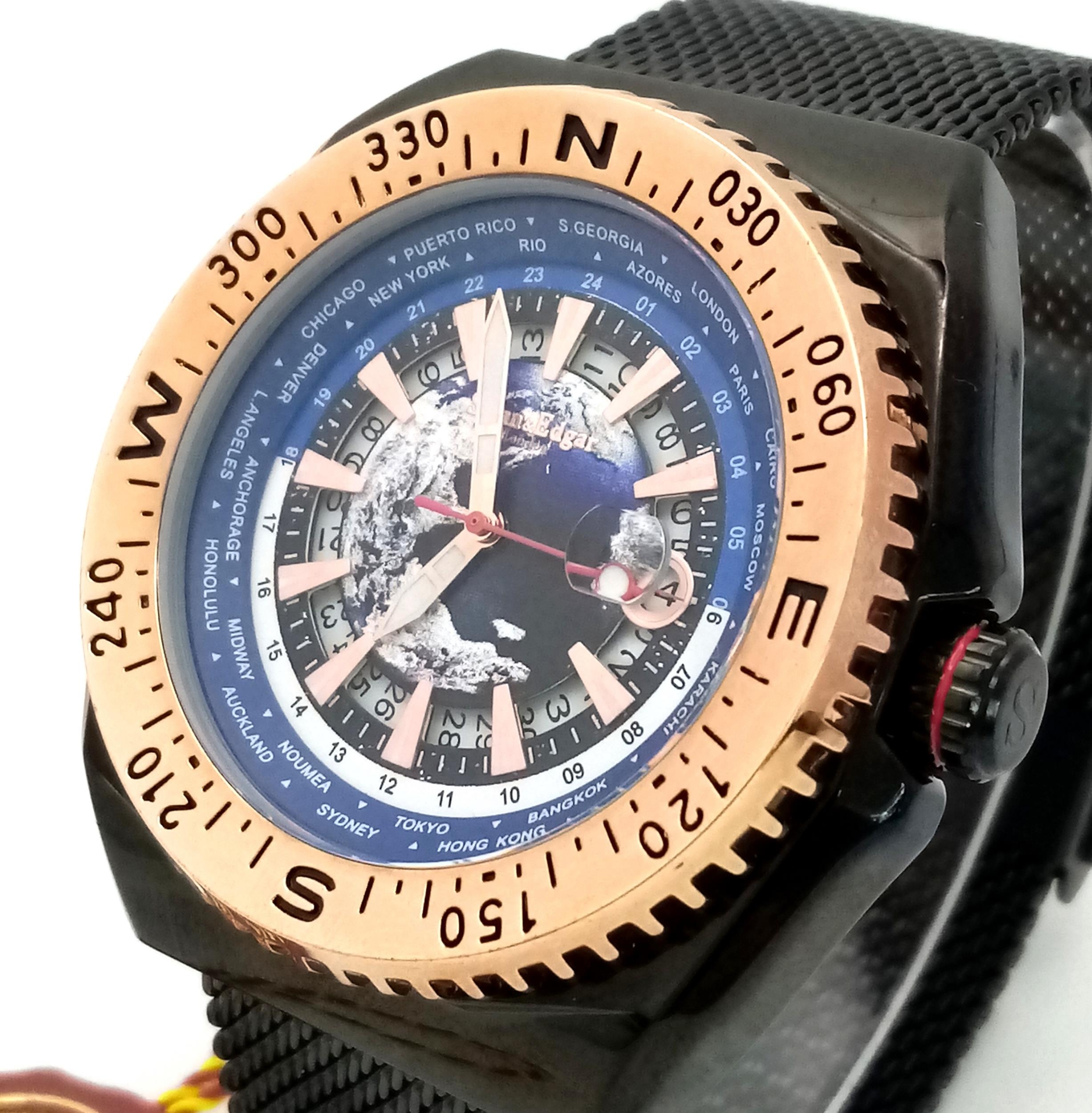 An Unworn Swann & Edgar, London Automatic Men’s Watch Model ‘World Compass’. 50mm Case. Complete - Image 2 of 6