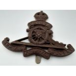 Super Scarce WW2 Plastic Economy (Cellulose Acetate) Issue Royal Artillery Cap Badge.