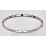 A 9K WHITE GOLD AMETHYST SET BANGLE - BRAND NEW! 7.4G.