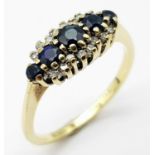 A 9K (TESTED AS) YELLOW GOLD DIAMOND & SAPPHIRE RING 2G SIZE N. SC 9066