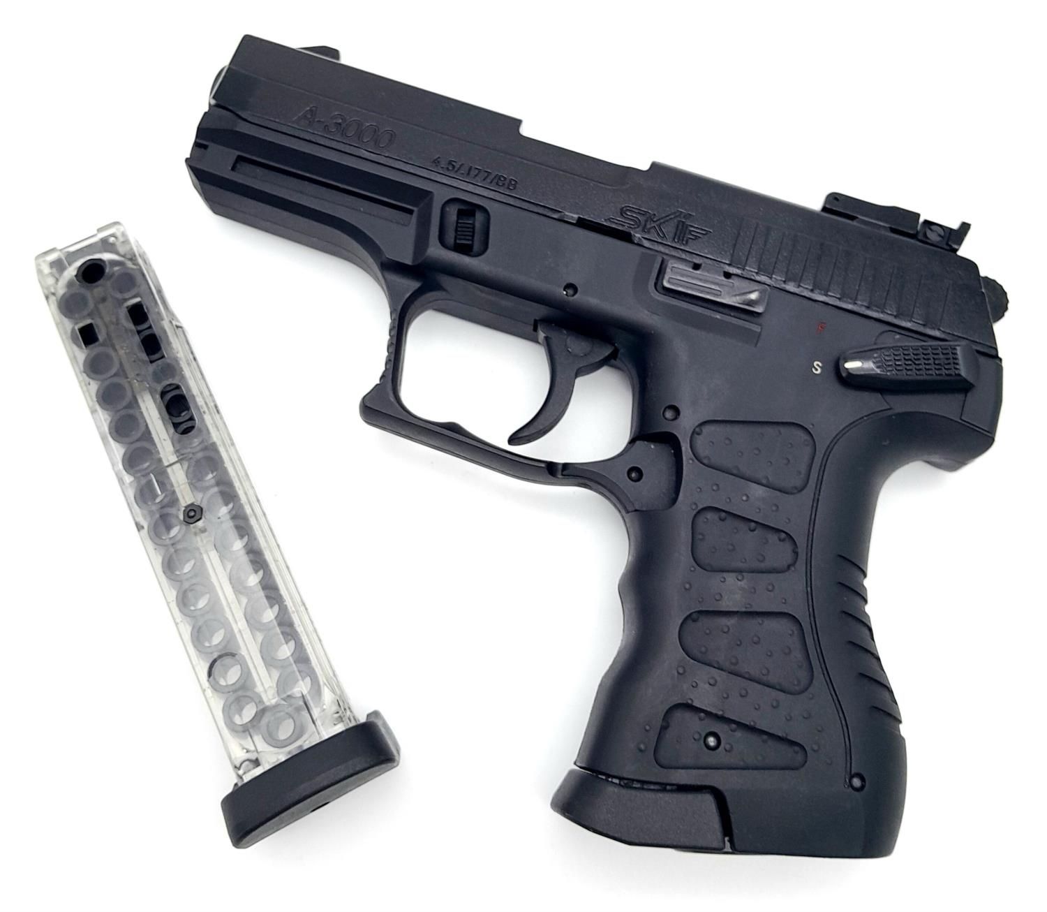 A Skif A-3000 C02 Air Pistol - .177 calibre. UK sales only. Over 18 Only. In fitted case.