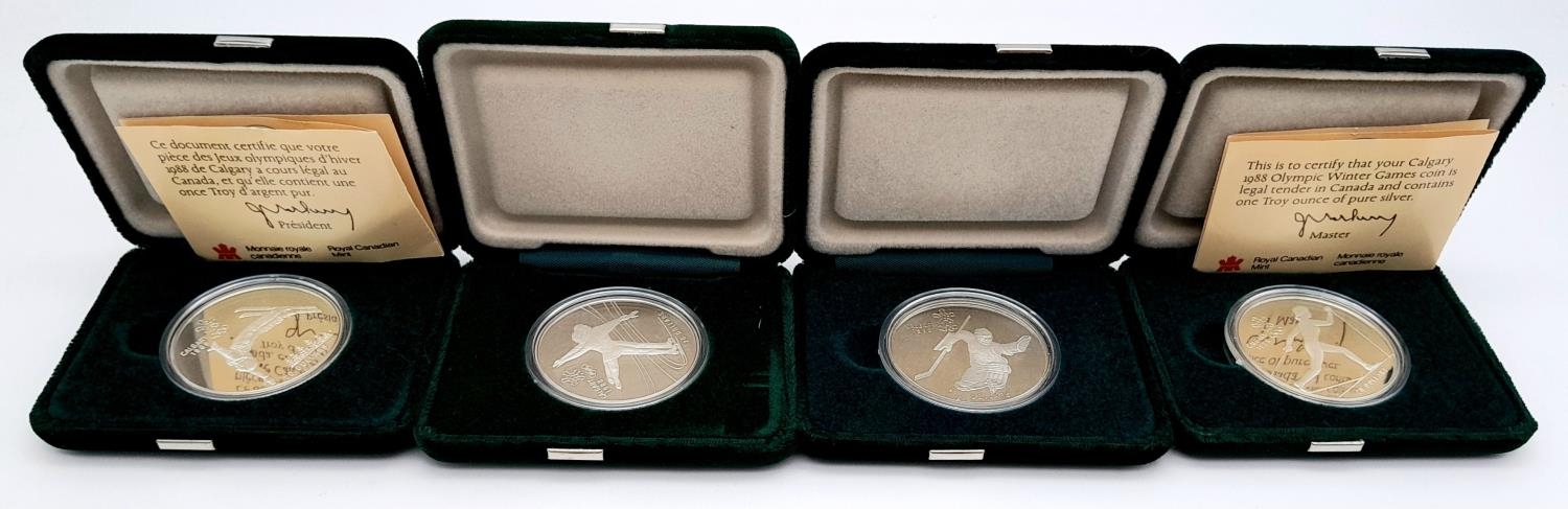 Four Commemorative 925 Silver Coins - Celebrating the 1986 Canadian Winter Games. Each coin weighs 1 - Image 2 of 5