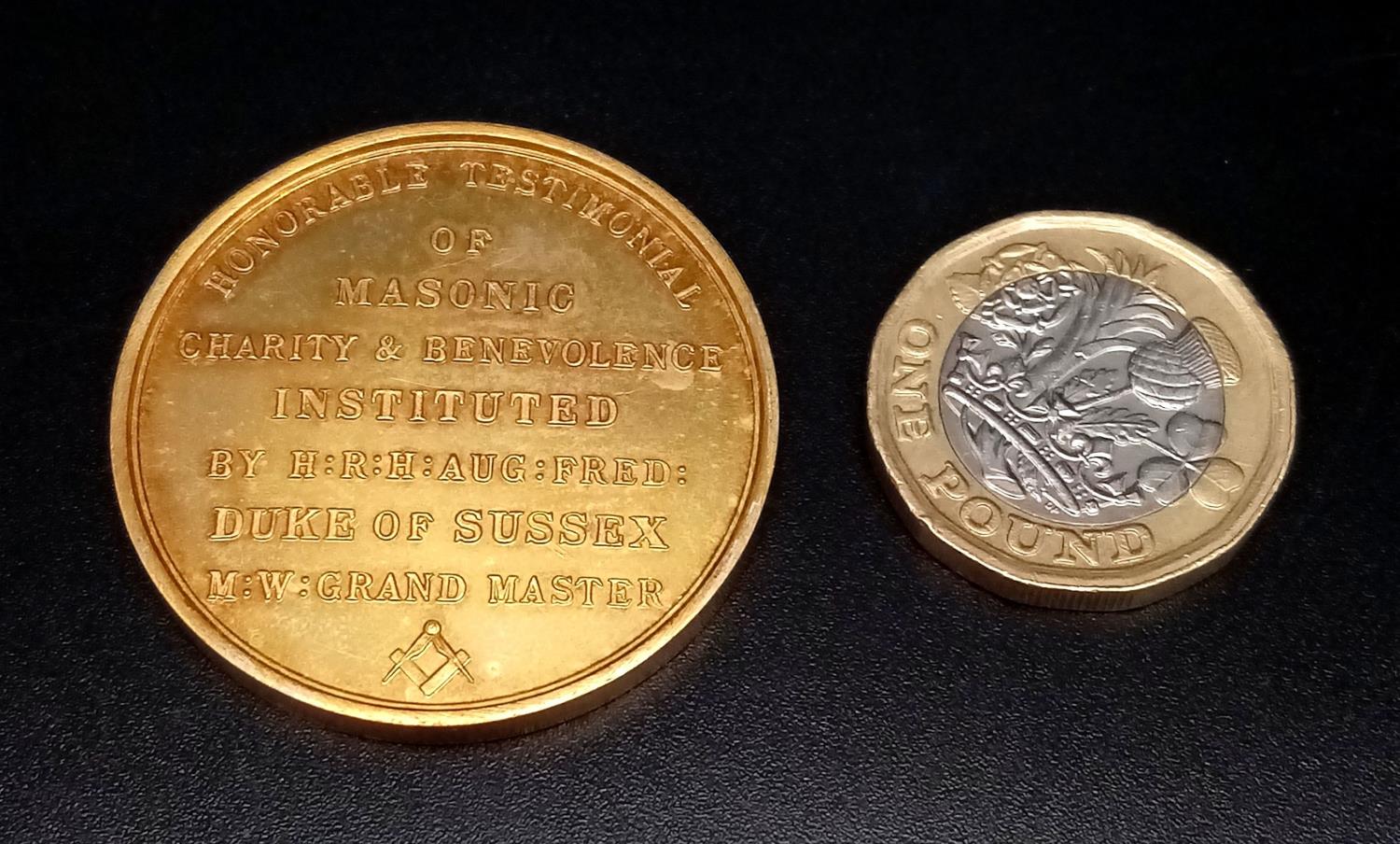 A Gold Plated Masonic Medal/Medallion - 35mm diameter. - Image 3 of 3