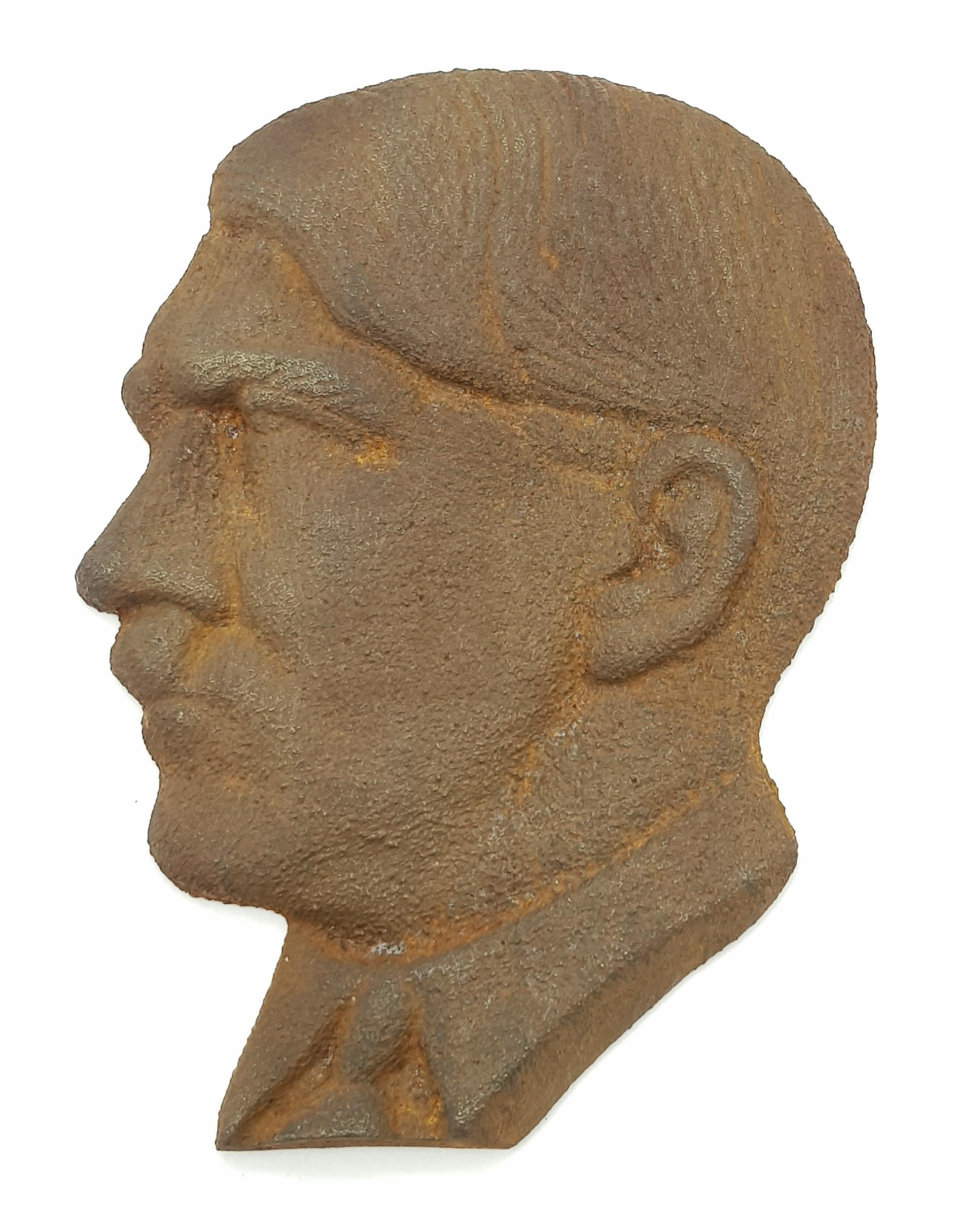 WW2 German Cast Iron Plaque Head of Adolf Hitler.