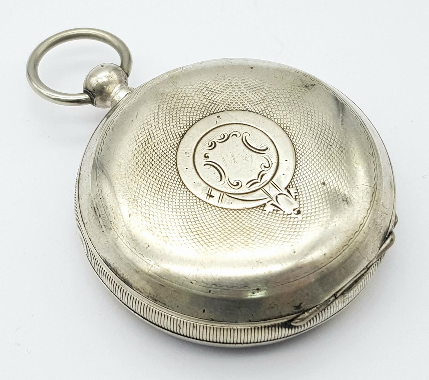 A Vintage 935 Silver Pocket Watch. As found. 5.5cm diameter. 106g total weight. - Image 6 of 6