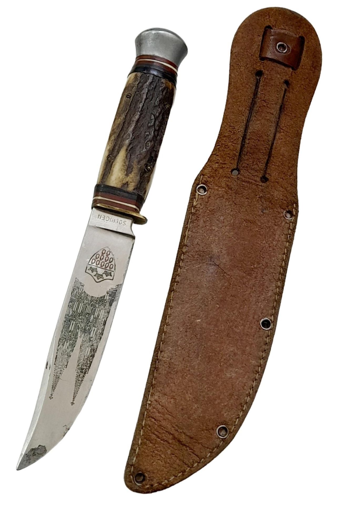3rd Reich Hitler Youth Sheath Knife with acid etched blade dedicated to the 12th SS (Hitler Youth) - Image 4 of 5