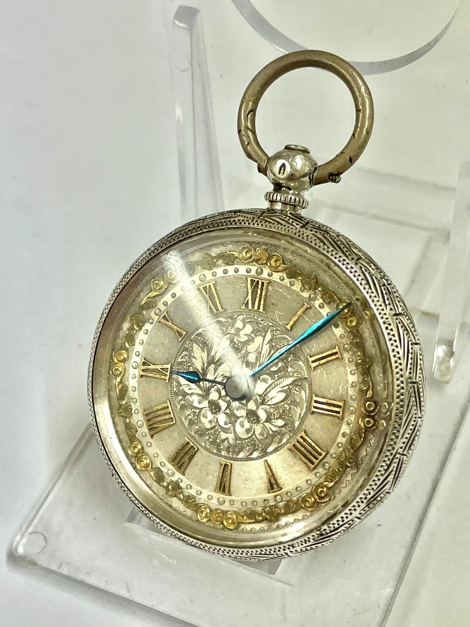 An Antique ladies silver pocket watch, as found.