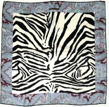 A D&G Zebra and Paisley Print Scarf. Approximately 66cm x 66cm. One small stain but good condition