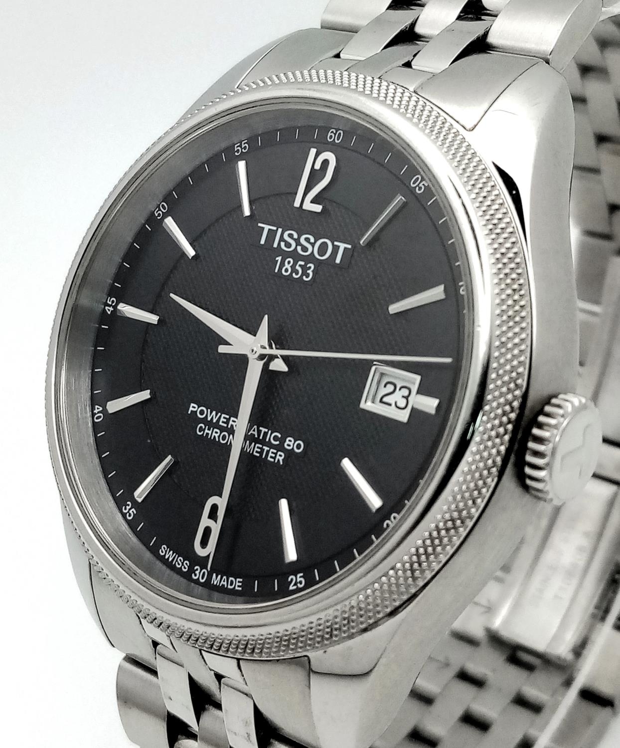 A Tissot Powermatic 80 Gents Watch. Stainless steel bracelet and case - 41mm. Black dial with date - Image 5 of 28