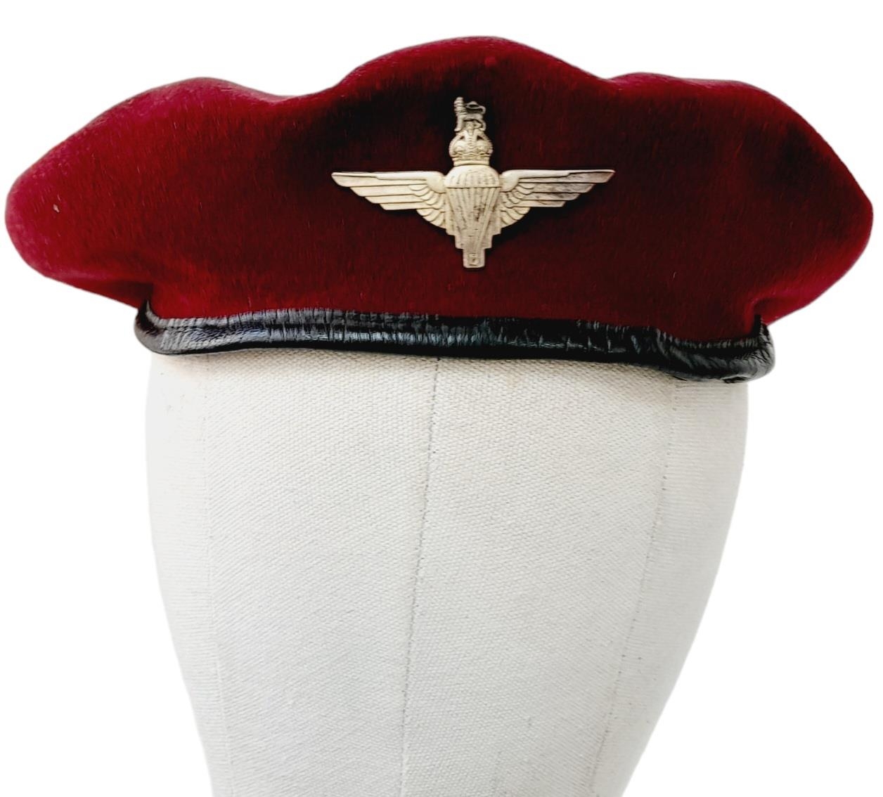 1943 Dated British Paratrooper Beret, The leather banding is coming away from the actual beret in - Image 2 of 5