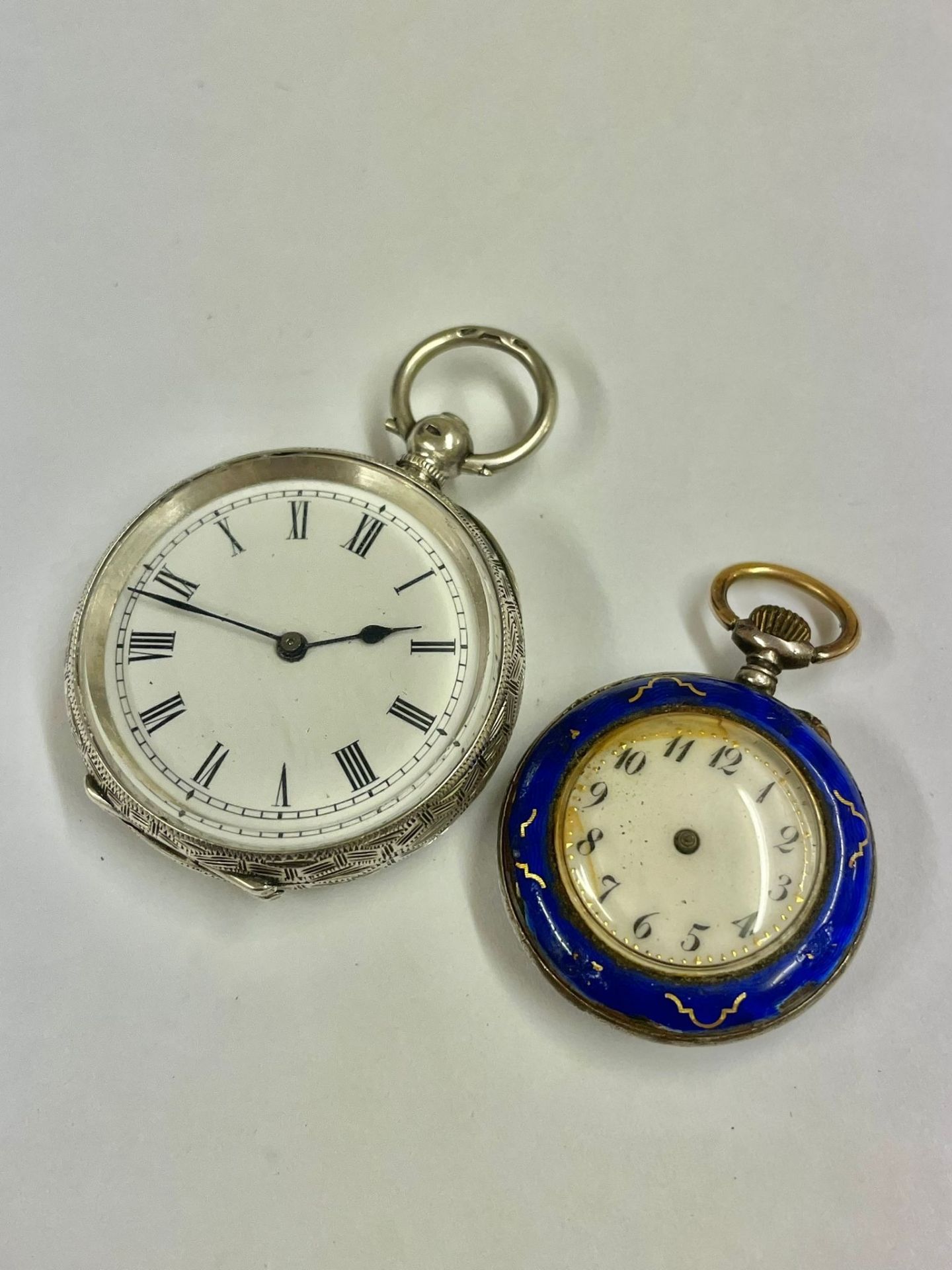 An Antique ladies silver and Enamel pocket watches as found . - Image 2 of 3