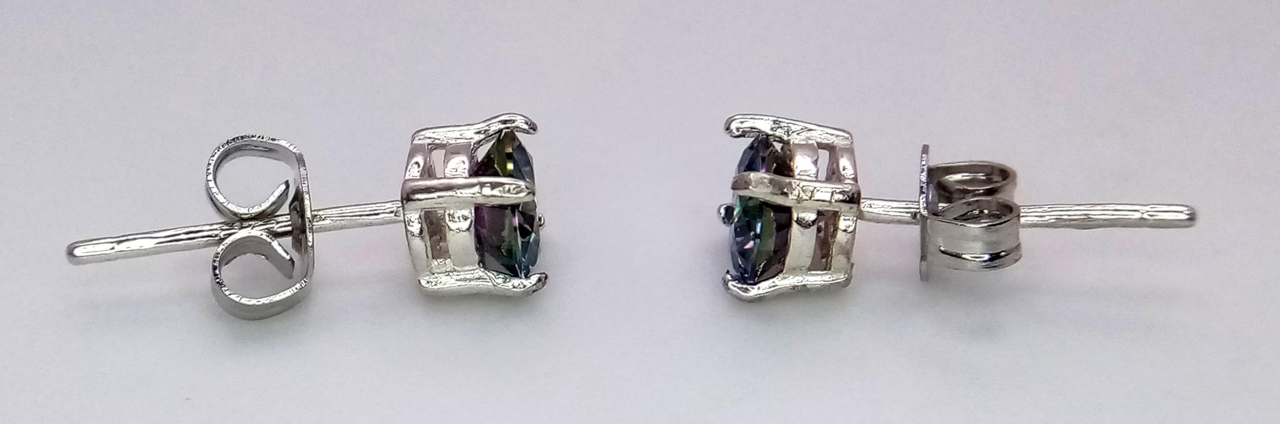 A Pair of 0.5ct Rainbow Moissanite Stud Earrings. Set in 925 silver. Both come with GRA - Image 3 of 5