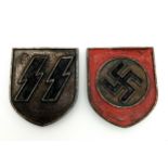 3rd Reich Waffen SS Tropical Helmet Decals. Makers Marked JFS.