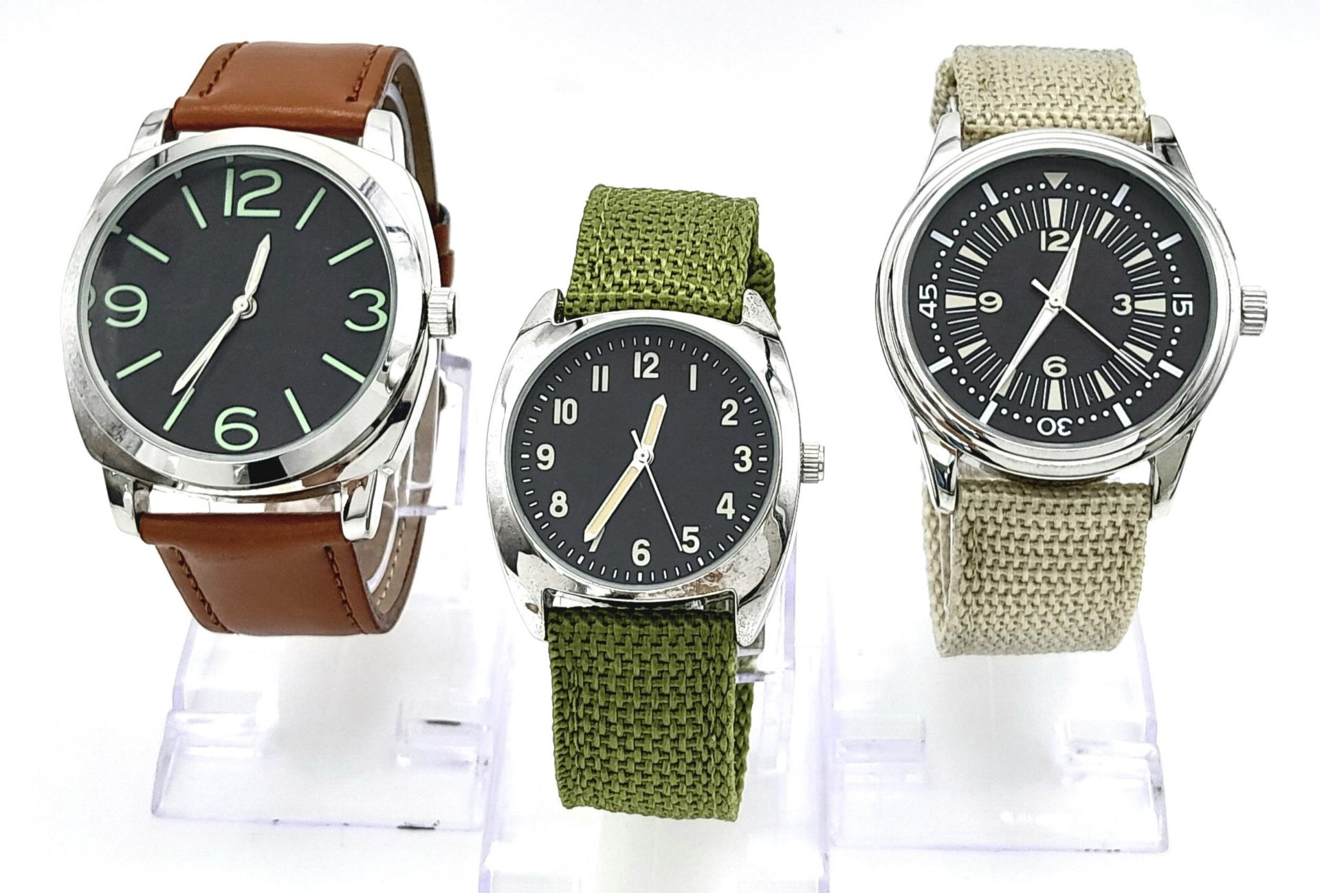 A Parcel of Three Unworn Military Homage Watches Comprising; 1) An Italian Navy Divers Watch-Panerai