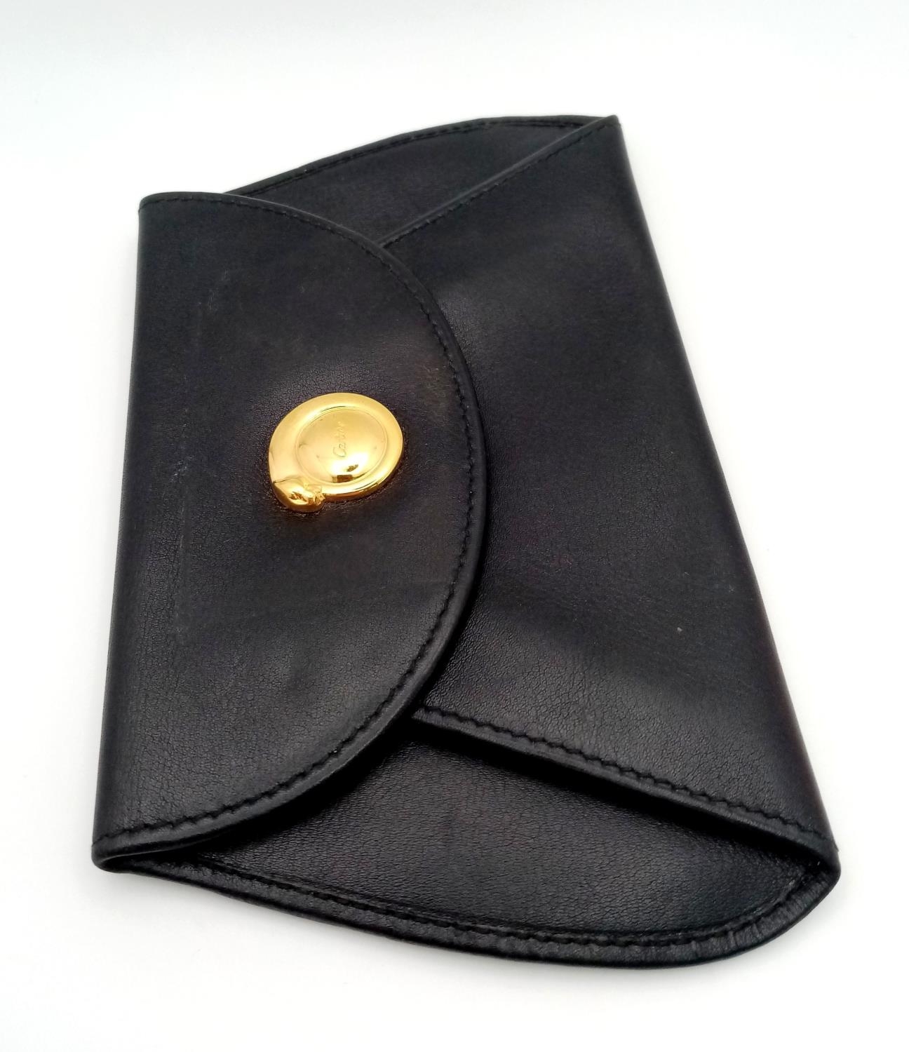 A Cartier Black Panther Coin Pouch. Leather exterior with gold-toned hardware and press stud - Image 4 of 10