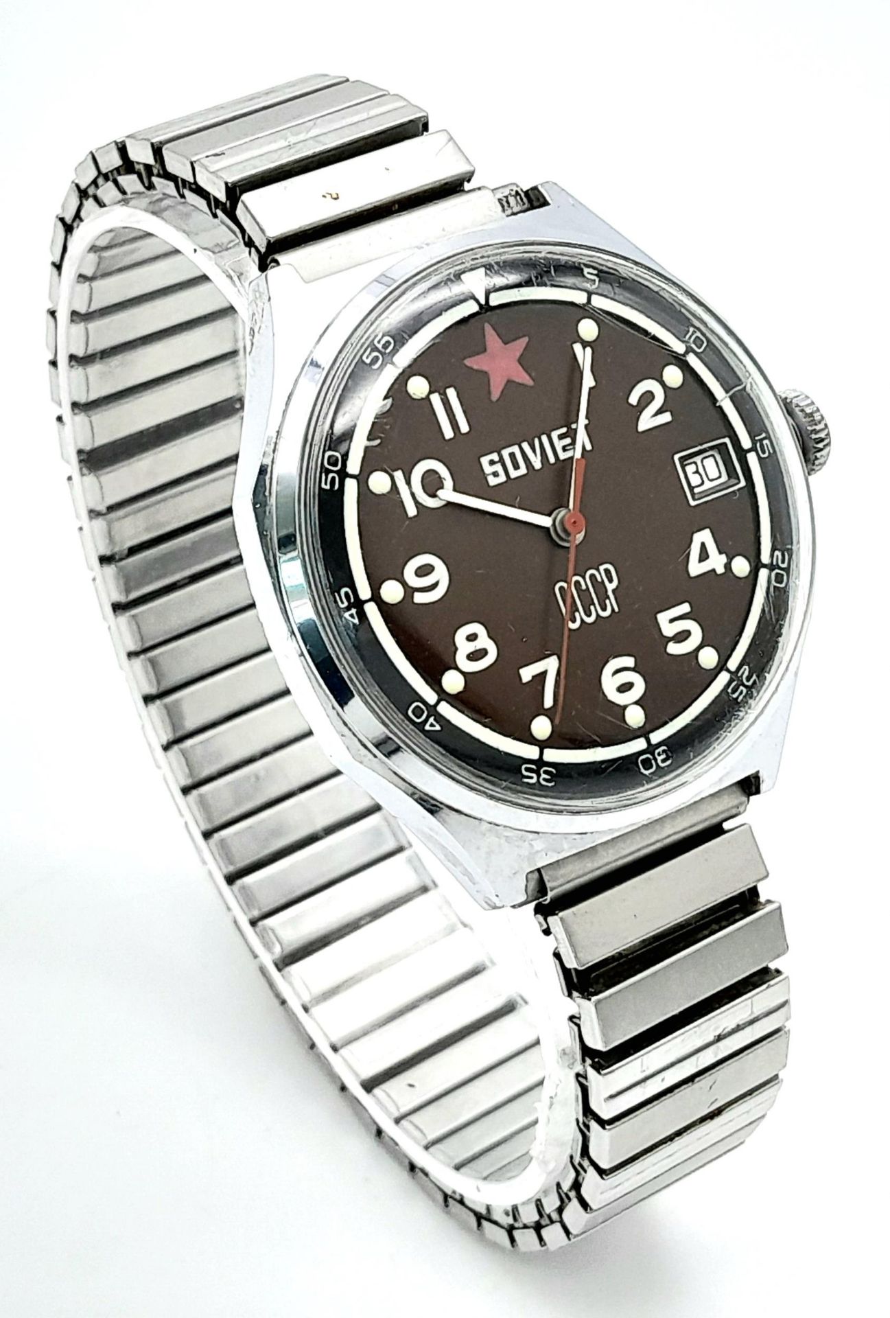 A Vintage Russian Soviet CCCP Manual Wind Stainless Steel Date Watch. 40mm Including Crown. Full - Image 3 of 6