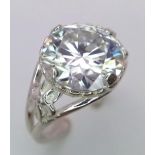 A 5ct Moissanite and 925 Silver Open-Ended Ring. Comes with a GRA certificate.