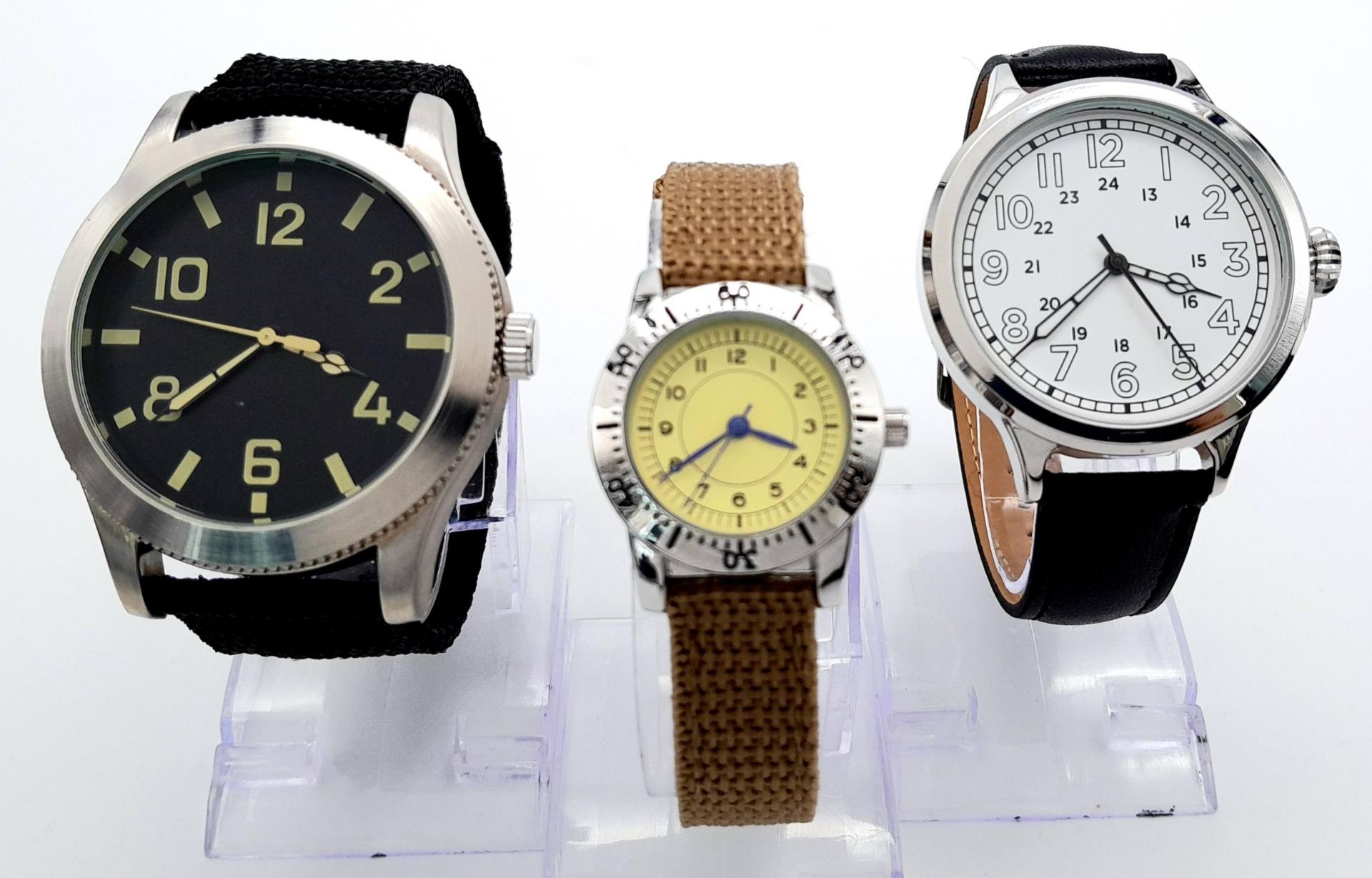 Three Unworn, Boxed with Instructions, Military Homage Watches Comprising; 1) A 1950’s Design