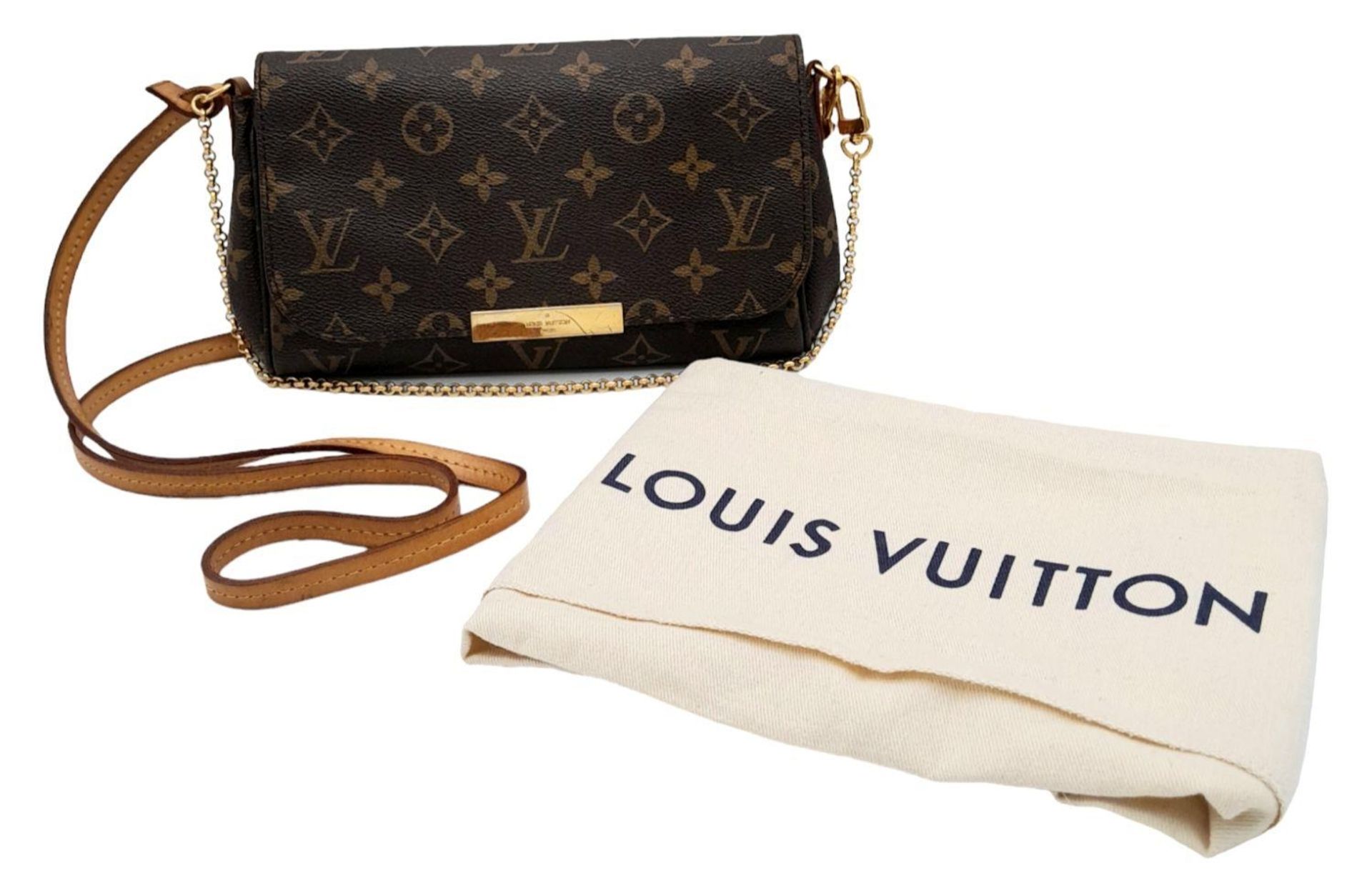 A Louis Vuitton Favourite PM Bag. Monogramed canvas exterior with gold-toned hardware, thin - Image 14 of 15