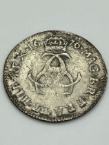 1676 CHARLES II SILVER THREE PENCE COIN. Fine condition. Antique coin that would benefit from a