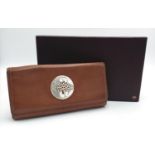 A Mulberry Brown Daria Continental Wallet. Leather exterior with gold-toned hardware, a zipped