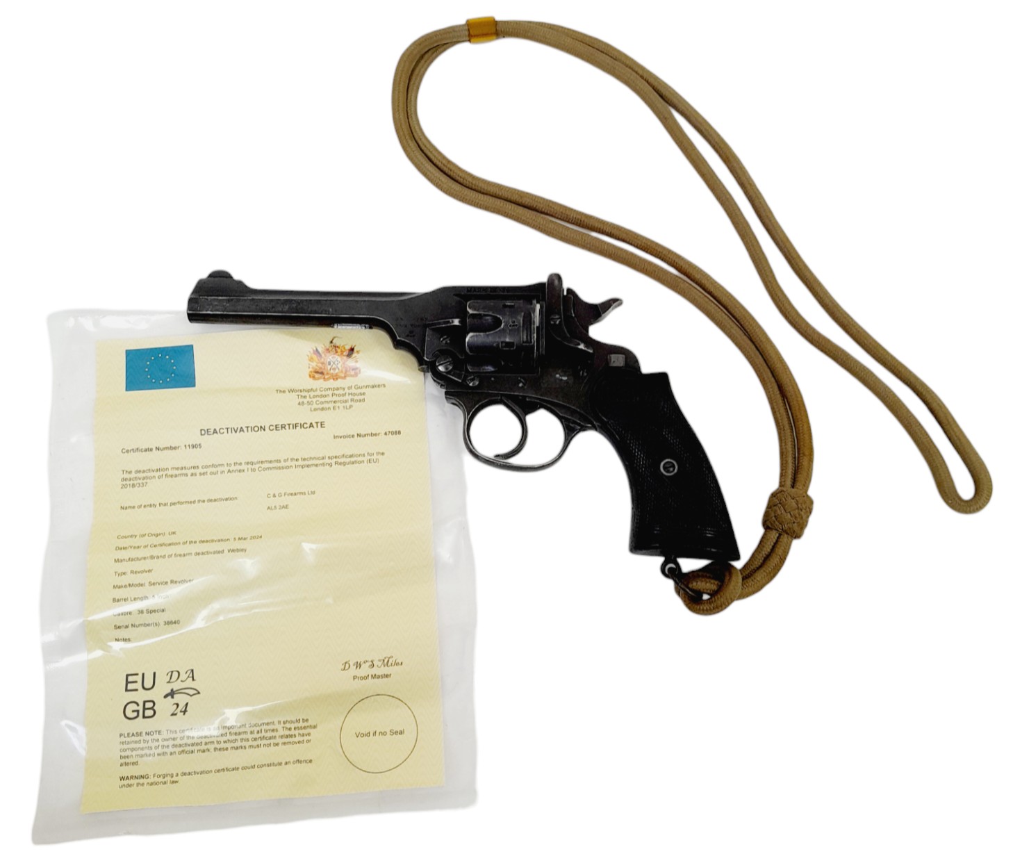 A Rare Deactivated Webley .38 Calibre Mark IV Pistol. Comes with the latest EU deactivation - Image 3 of 5