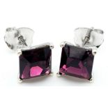 A Pair of Amethyst 925 Silver Stud Earrings.