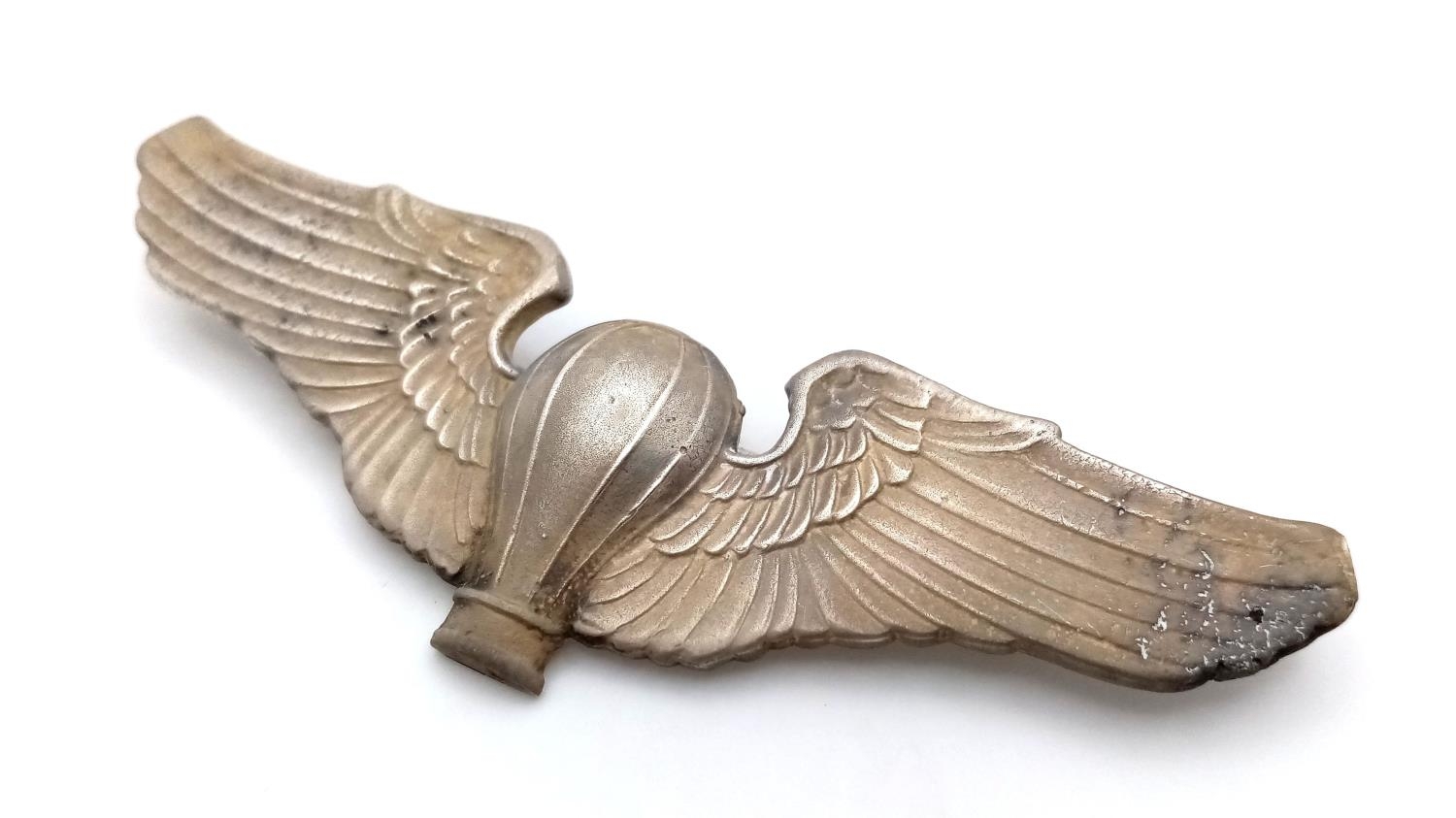 WW2 US Army Air Corps Balloon Pilots Silver Plated Wings. - Image 2 of 3