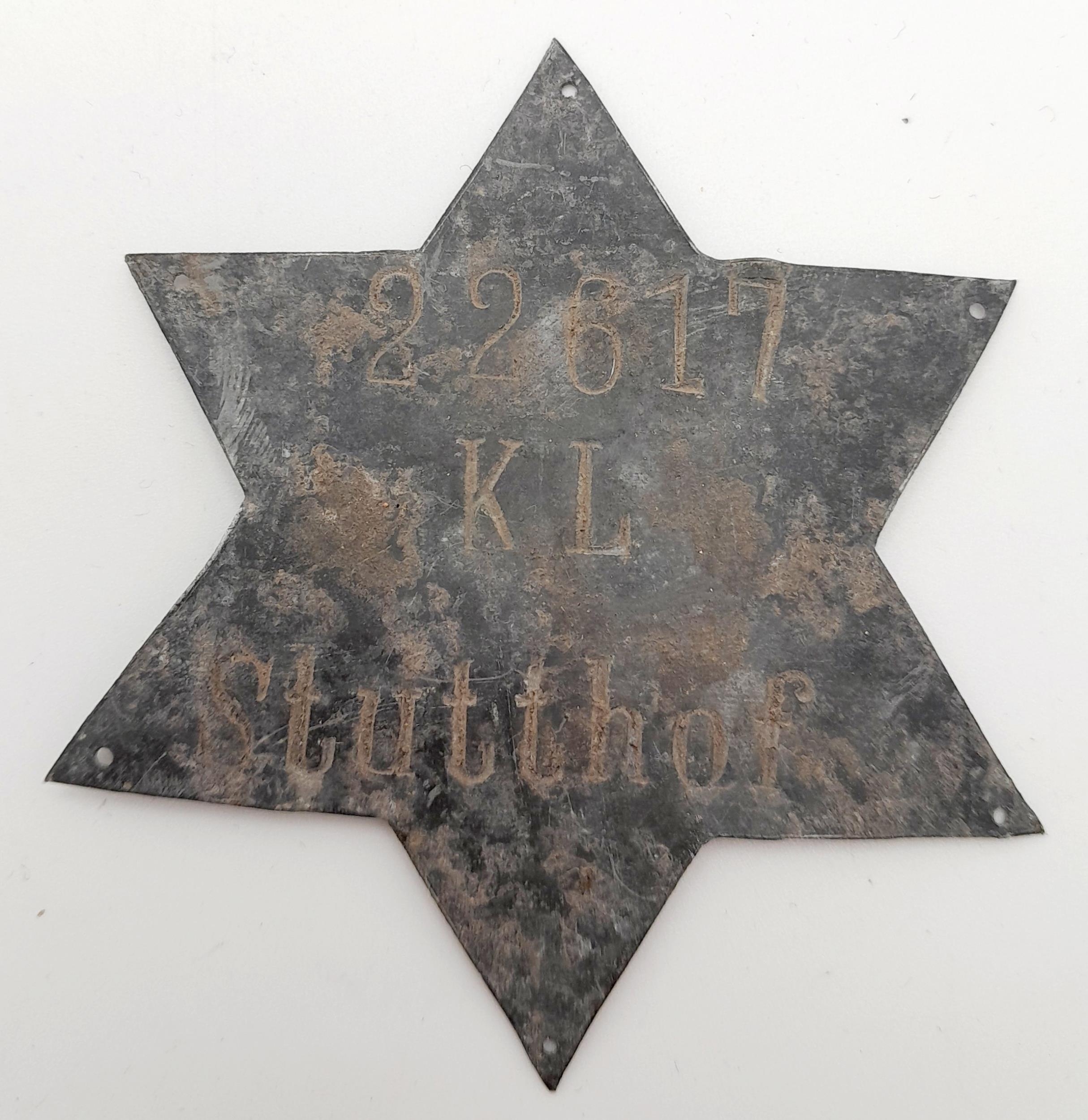 WW2 Polish Jewish Ghetto Police Badge for Stutthof. A metal star that would have been sewn onto an