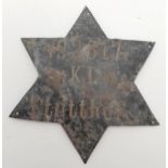 WW2 Polish Jewish Ghetto Police Badge for Stutthof. A metal star that would have been sewn onto an