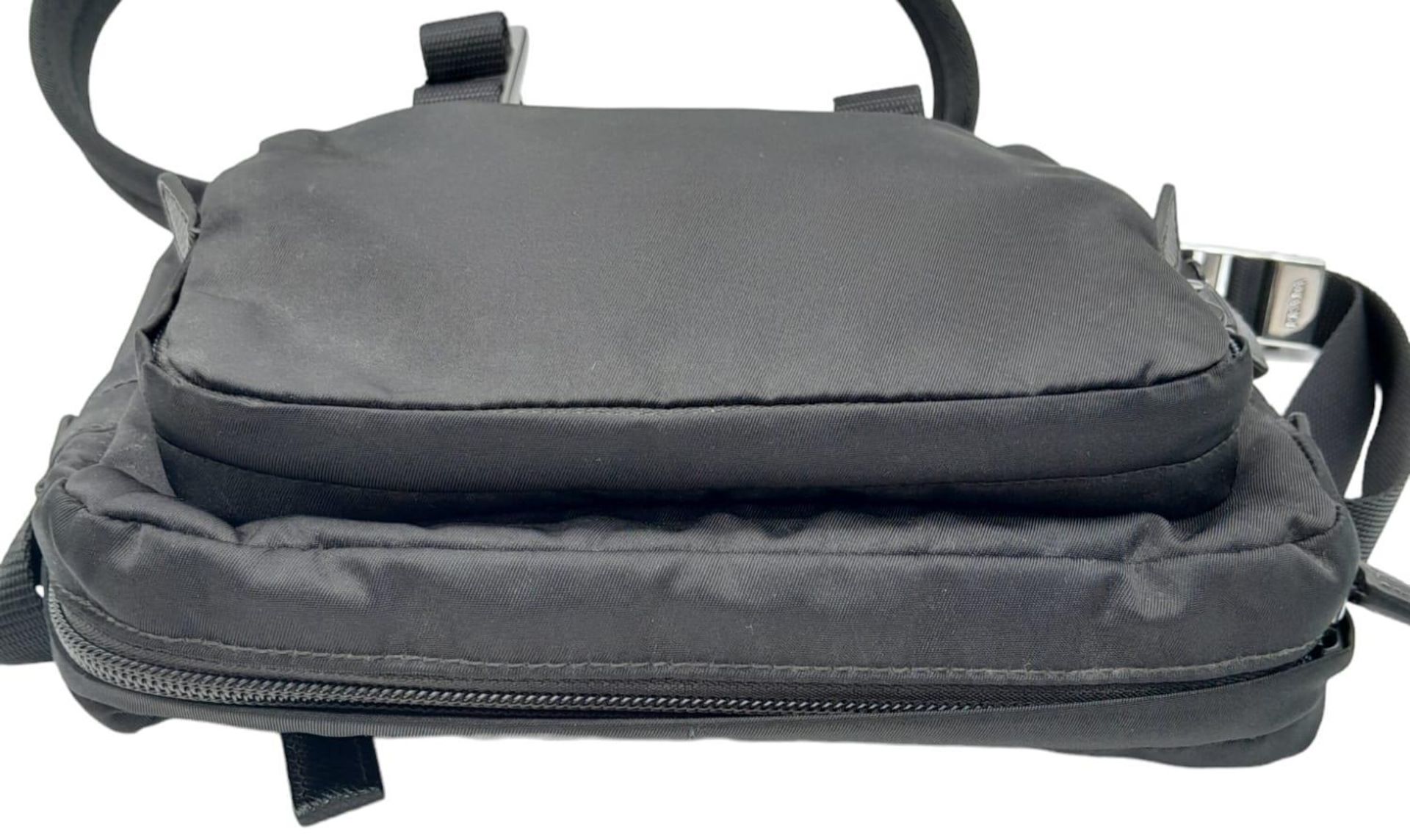 A Prada Black 'Tessuto Montagna' Crossbody Bag. Textile exterior with silver-toned hardware, a - Bild 4 aus 9