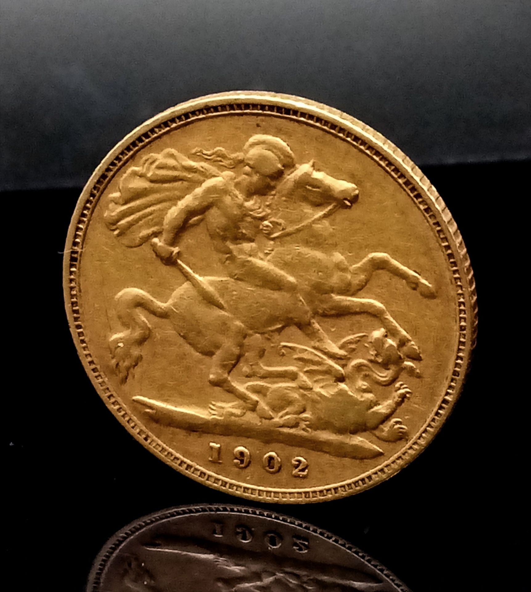 A 1902 Edward VII 22K Gold Half Sovereign Coin. - Image 2 of 3