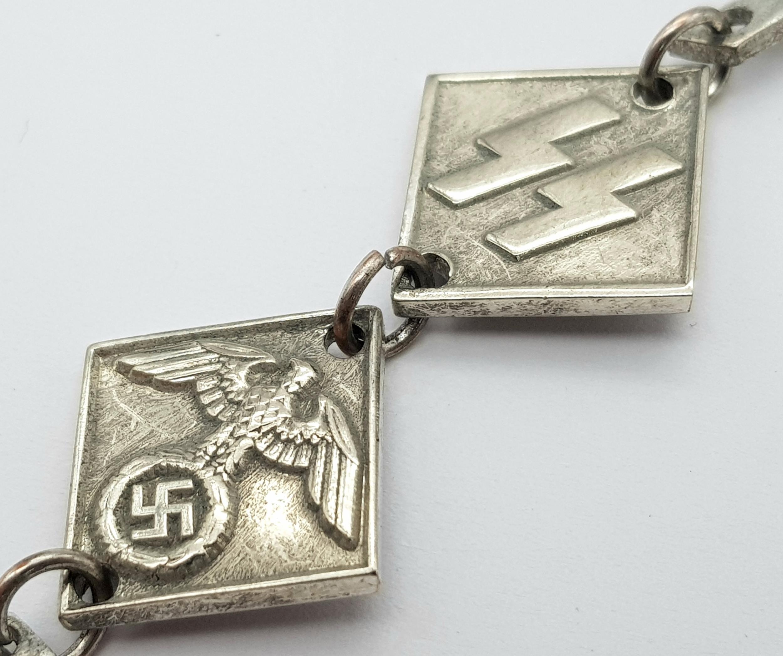 3rd Reich Patriotic Silver-Plated Watch Chain. - Bild 3 aus 4