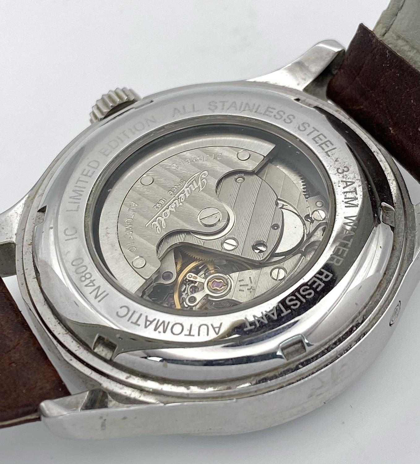 A Limited Edition (IN4800) Ingersoll Automatic Gents Watch. Brown leather strap. Stainless steel - Image 7 of 10